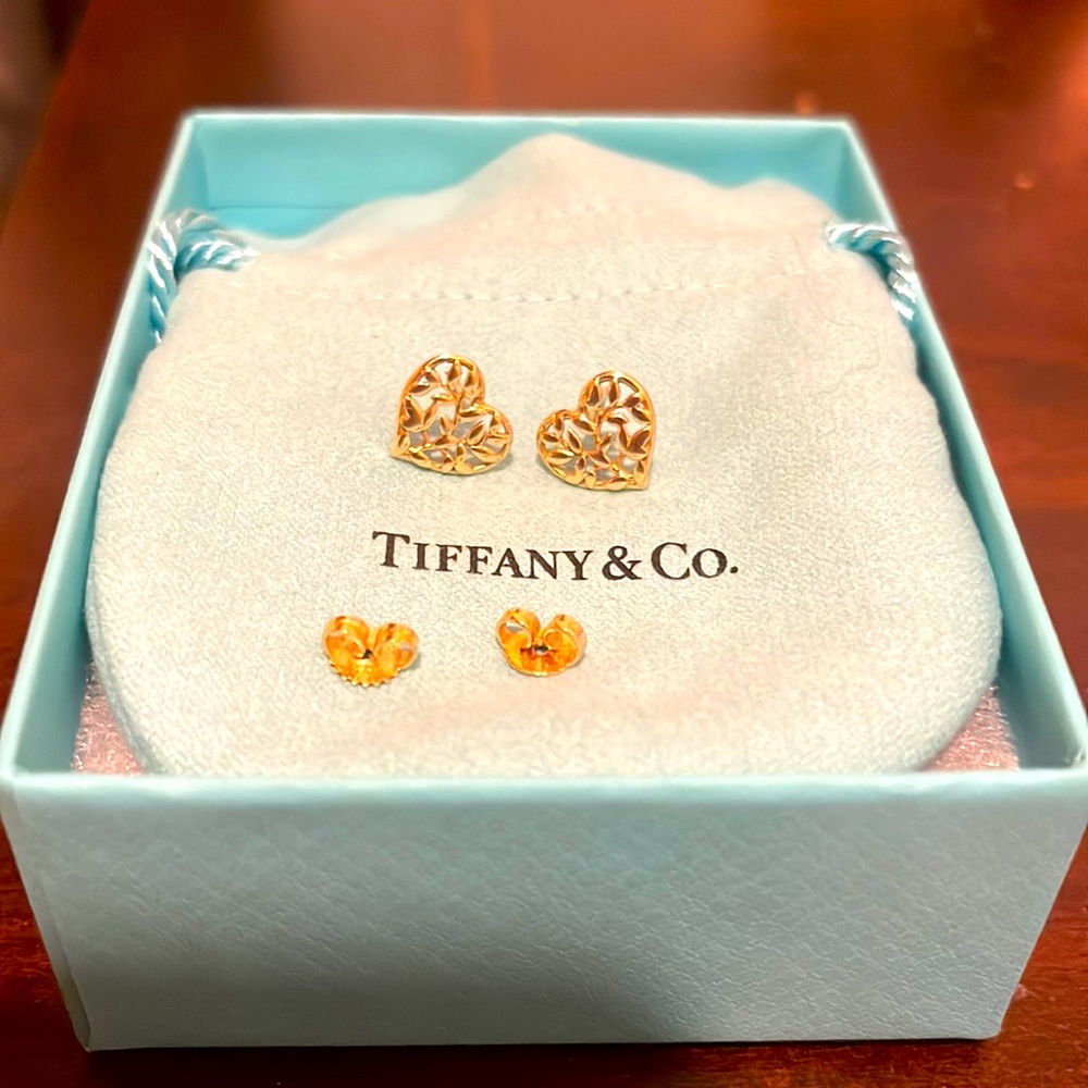 Tiffany & Co. olive leaf heart studs